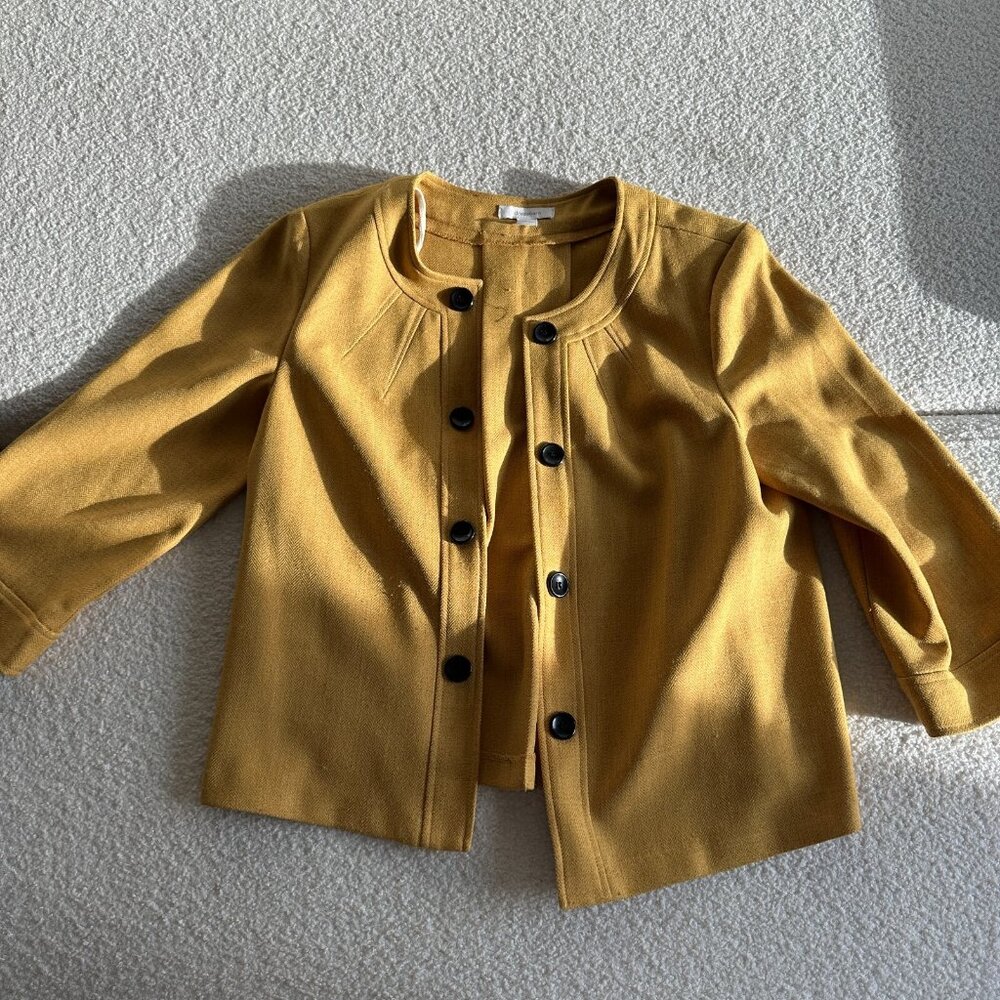 DressBarn Women's Yellow Button-Up Jacket Size 12 – Lightweight Spring Blazer